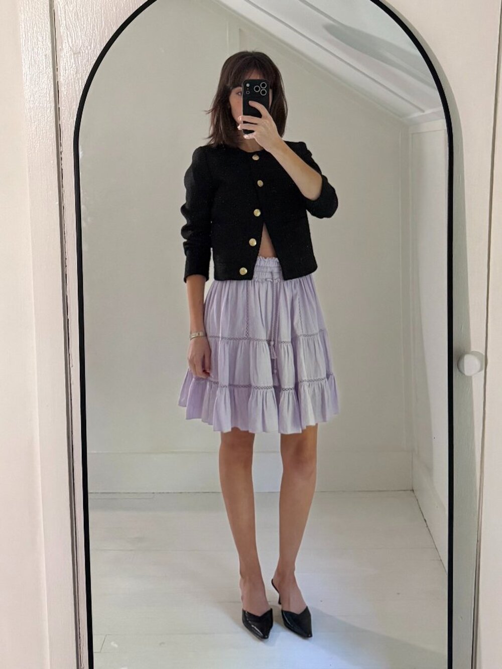 Isabel Marant Etoile Lioline Tiered Mini Skirt in Lilac Size 40 Retail $440